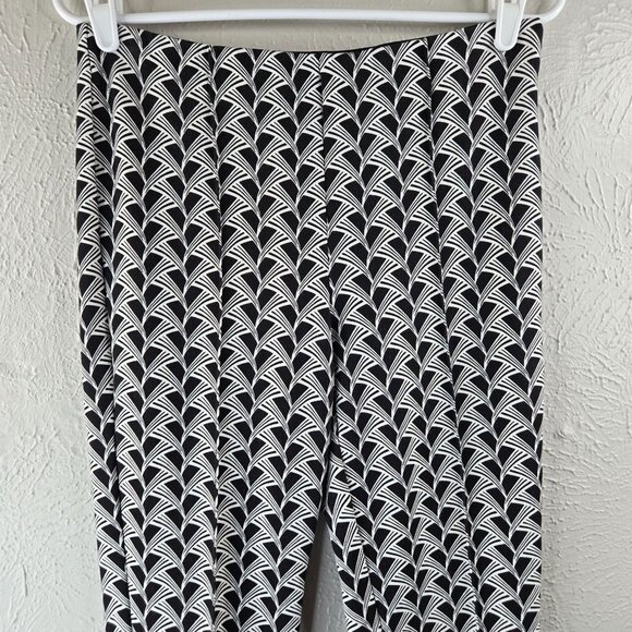Anthropologie Maeve Flare Cropped Dress Pants Small Black White Printed Trouser - Picture 4 of 12
